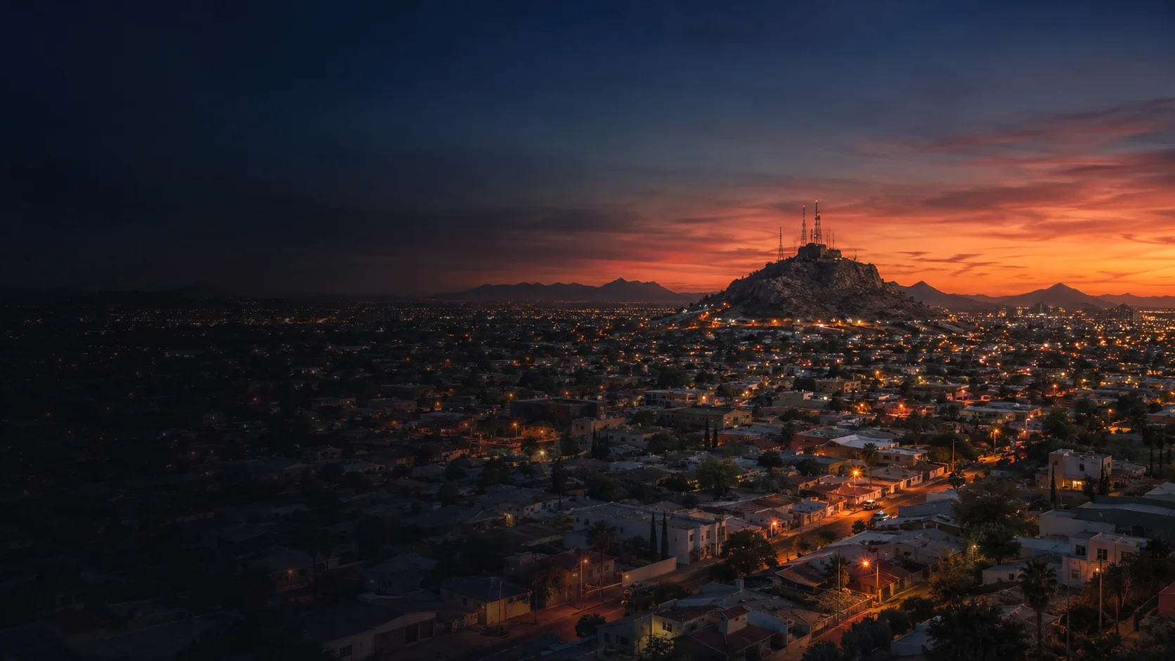 Cerro de la Campana en Hermosillo al atardecer